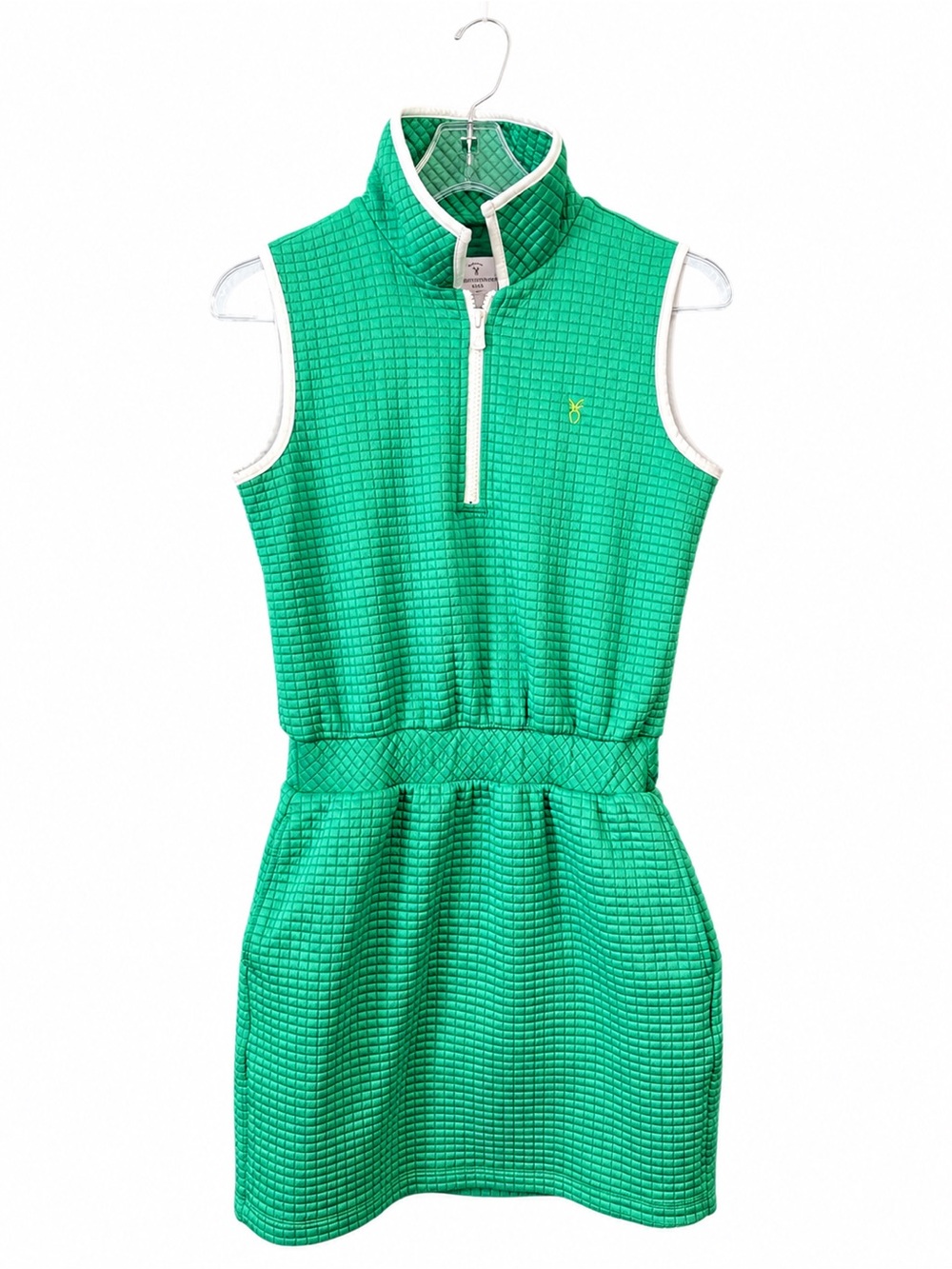 Dudley Stephens Ava Half Zip Sleeveless Waffle Knit Dress Green Tennis Small
